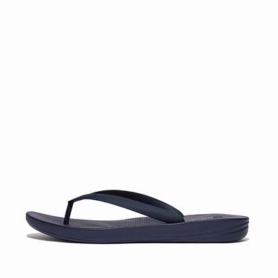 Men's Fitflop IQUSHION Ergonomic Flip Flops Navy | Ireland-45023