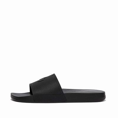 Men's Fitflop IQUSHION Pool Slides Black | Ireland-82154