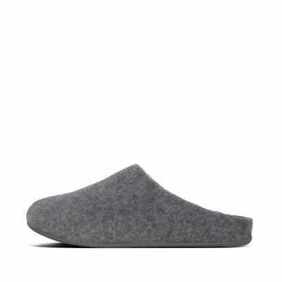 Men's Fitflop SHOVE Felt Slippers Grey | Ireland-02386