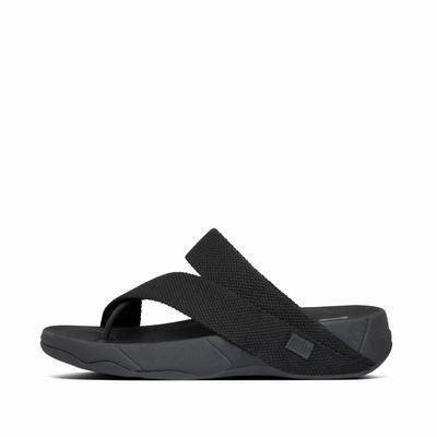 Men's Fitflop SLING Weave Toe-Post Sandals Black | Ireland-98570