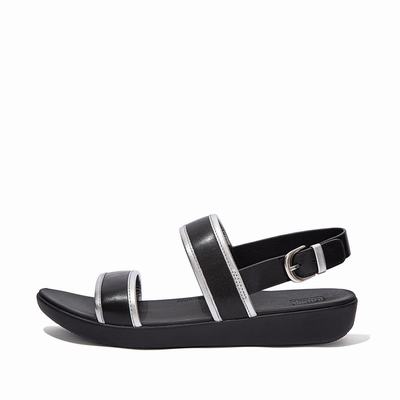 Women's Fitflop BARRA Metallic Back-Strap Sandals Black | Ireland-19205