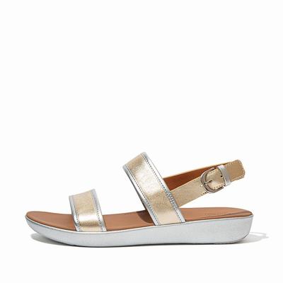 Women's Fitflop BARRA Metallic Back-Strap Sandals Brown/Gold | Ireland-70352