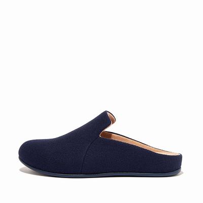 Women's Fitflop CHRISSIE II Haus Felt Slippers Navy | Ireland-16789