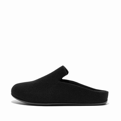 Women's Fitflop CHRISSIE II Haus Felt Slippers Black | Ireland-37495