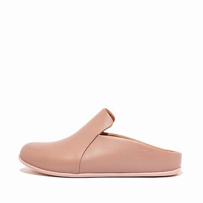 Women's Fitflop CHRISSIE II Haus Leather Slippers Pink | Ireland-07145