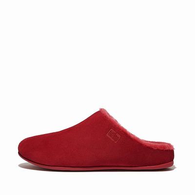 Women's Fitflop CHRISSIE Shearling-Lined Suede Slippers Red | Ireland-81567