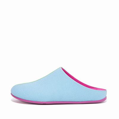 Women's Fitflop CHRISSIE X Yinka Ilori Canvas Slippers Blue/Green | Ireland-96502