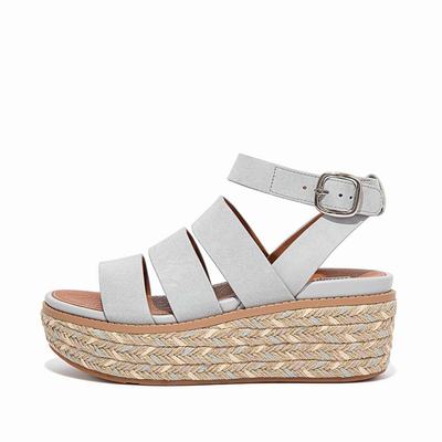 Women's Fitflop ELOISE Espadrille Suede Wedge Sandals Grey | Ireland-39421