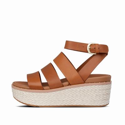 Women's Fitflop ELOISE Espadrille Wedge Sandals Light Brown | Ireland-71358