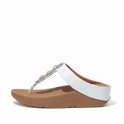 Women's Fitflop FINO Sparkle Toe-Post Sandals White | Ireland-34097