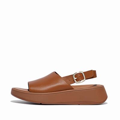 Women's Fitflop F-MODE Leather Flatform Back-Strap Sandals Light Brown | Ireland-65730