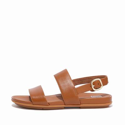 Women's Fitflop GRACIE Leather Back-Strap Sandals Light Brown | Ireland-29053