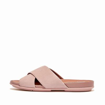 Women's Fitflop GRACIE Suede Cross Sandals Beige | Ireland-89162