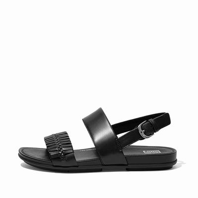 Women's Fitflop GRACIE Wrapped Weave Back-Strap Sandals Black | Ireland-12980