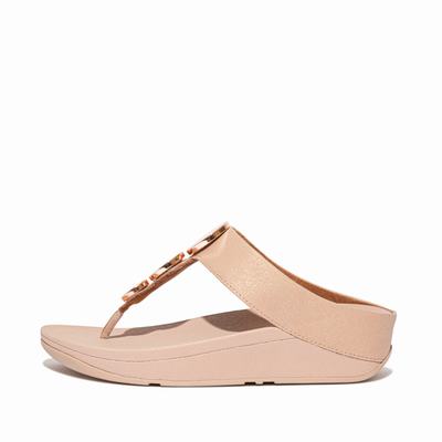 Women's Fitflop HALO Shimmer Toe-Post Sandals Beige | Ireland-34712