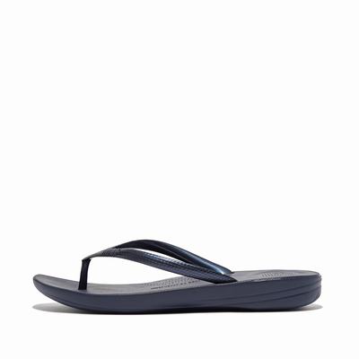 Women's Fitflop IQUSHION Ergonomic Flip Flops Navy | Ireland-30275