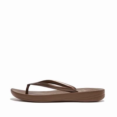 Women's Fitflop IQUSHION Ergonomic Flip Flops Chocolate | Ireland-78215