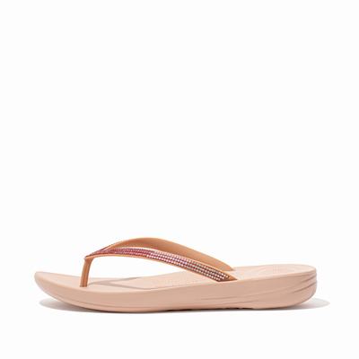 Women's Fitflop IQUSHION Ombre Sparkle Flip Flops Pink | Ireland-25371