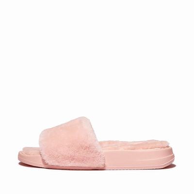 Women's Fitflop IQUSHION Shearling Slippers Pink | Ireland-62057