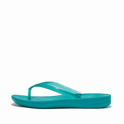 Women's Fitflop IQUSHION Transparent Flip Flops Blue | Ireland-98751