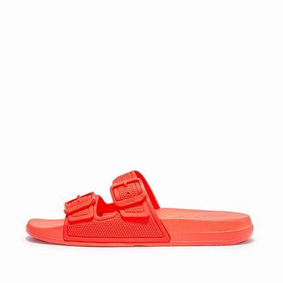 Women's Fitflop IQUSHION Two-Bar Buckle Slides Orange | Ireland-86705