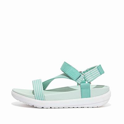 Women's Fitflop LOOSH Webbing Z-Strap Sandals Green | Ireland-10794