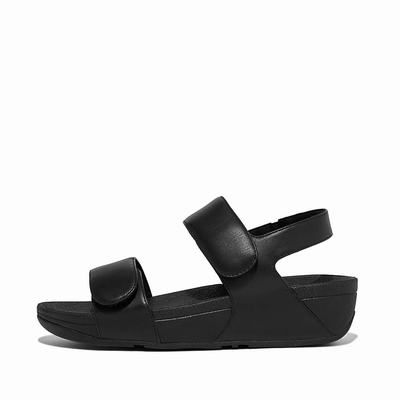 Women's Fitflop LULU Adjustable Leather Sandals Black | Ireland-29645