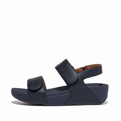 Women's Fitflop LULU Adjustable Leather Sandals Navy | Ireland-53624