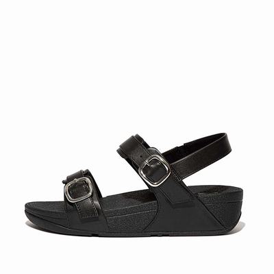 Women's Fitflop LULU Adjustable Leather Sandals Black | Ireland-67309