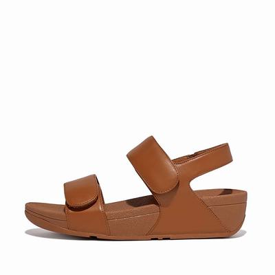 Women's Fitflop LULU Adjustable Leather Sandals Light Brown | Ireland-83794