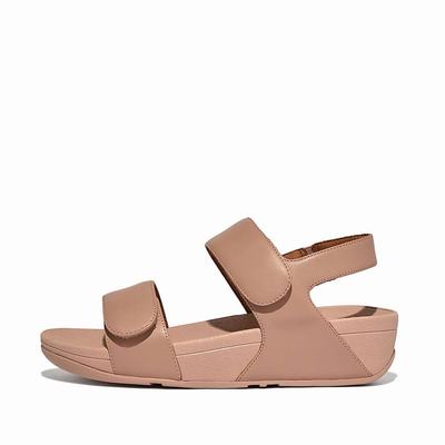 Women's Fitflop LULU Adjustable Leather Sandals Beige | Ireland-86042