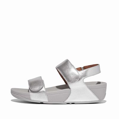 Women's Fitflop LULU Adjustable Leather Sandals Silver | Ireland-93825