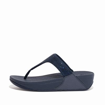 Women's Fitflop LULU Crystal Toe-Post Sandals Navy | Ireland-41806