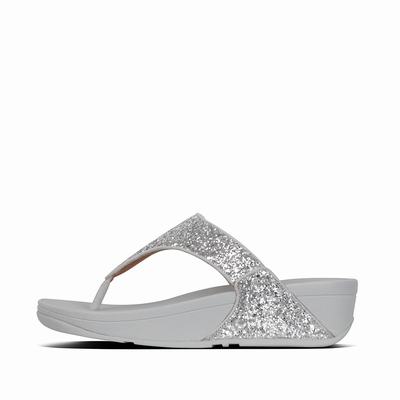 Women's Fitflop LULU Glitter Toe-Post Sandals Silver | Ireland-05278