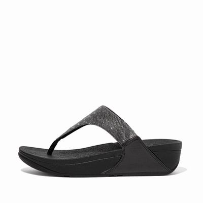 Women's Fitflop LULU Glitz Toe-Post Sandals Black | Ireland-30514