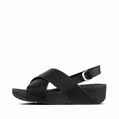 Women's Fitflop LULU Leather Back-Strap Sandals Black | Ireland-91542