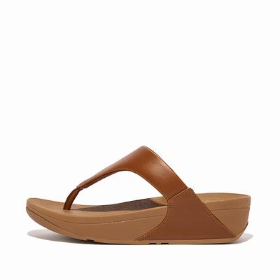 Women's Fitflop LULU Leather Toe-Post Sandals Light Brown | Ireland-40528