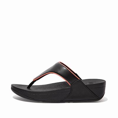 Women's Fitflop LULU Pop Binding Leather Sandals Sandals Black/Pink | Ireland-68197