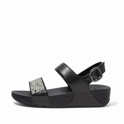 Women's Fitflop LULU Shimmer Back-Strap Sandals Black | Ireland-42561