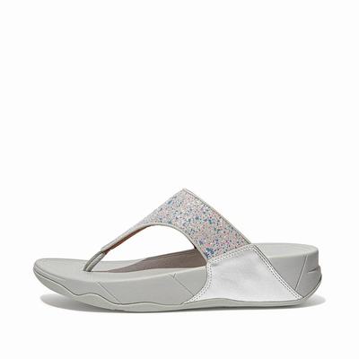 Women's Fitflop LULU Shimmer Toe-Post Sandals Silver | Ireland-60294