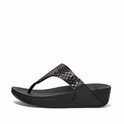 Women's Fitflop LULU Silky Weave Toe-Post Sandals Black | Ireland-07931