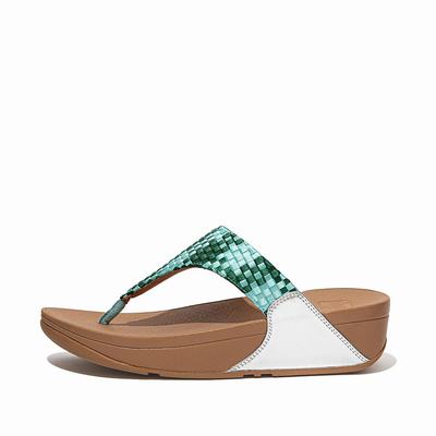 Women's Fitflop LULU Silky Weave Toe-Post Sandals Mint Green | Ireland-18062