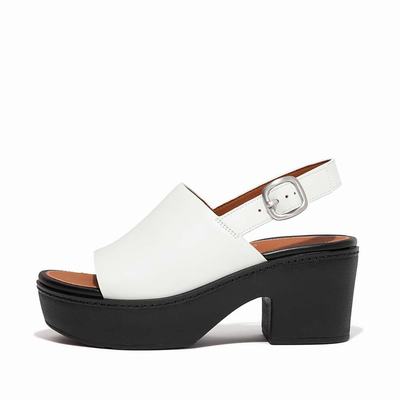 Women's Fitflop PILAR Leather Platform Sandals Cream | Ireland-92870