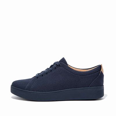 Women's Fitflop RALLY Canvas Trainers Navy | Ireland-20567