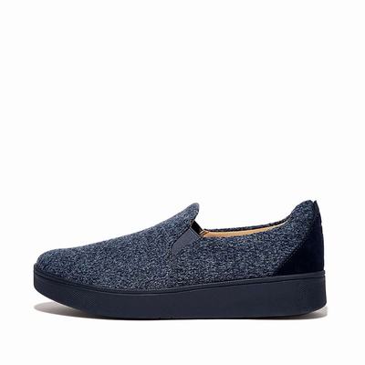 Women's Fitflop RALLY E01 Merino Wool-Mix Skate Trainers Navy | Ireland-83692