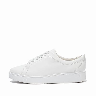 Women's Fitflop RALLY Leather Trainers White | Ireland-69280