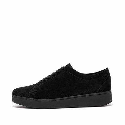 Women's Fitflop RALLY Suede Trainers Black | Ireland-45317