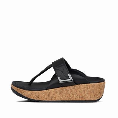 Women's Fitflop REMI Adjustable Leather Sandals Black | Ireland-27856