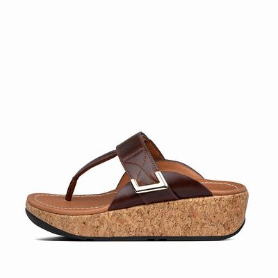 Women's Fitflop REMI Adjustable Leather Sandals Chocolate Brown | Ireland-62908