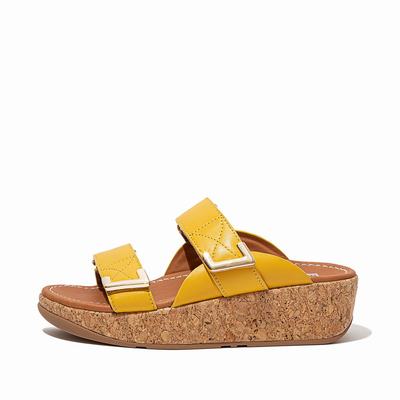 Women's Fitflop REMI Adjustable Slides Sandals Orange Yellow | Ireland-95081